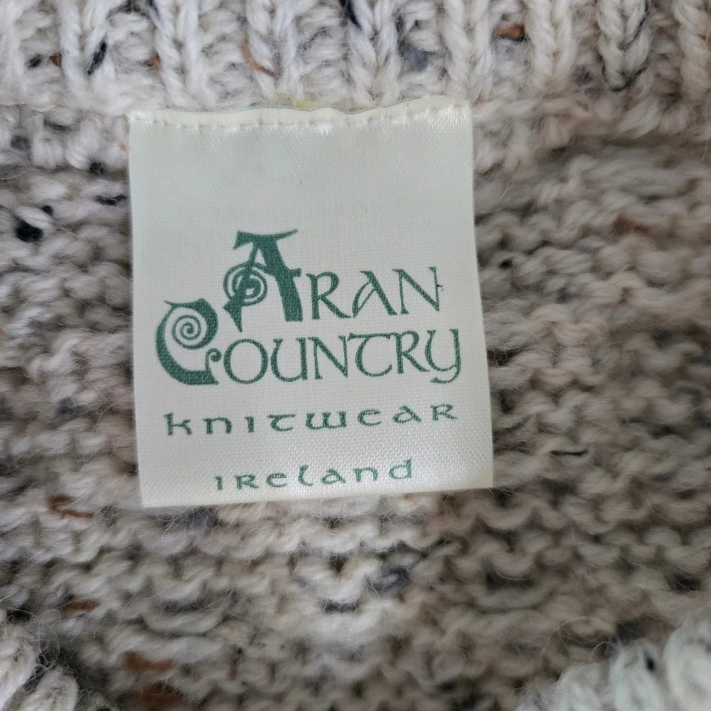 Vtg 100% Wool Aran Country Ireland Womens S Sweater Cottagecore Cozy Fall Winter